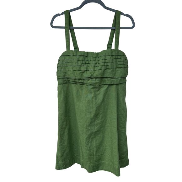 Abercrombie Emerson Linen Blend Skort Green XLT Adjustable Waist Smocked Back - Picture 2 of 10